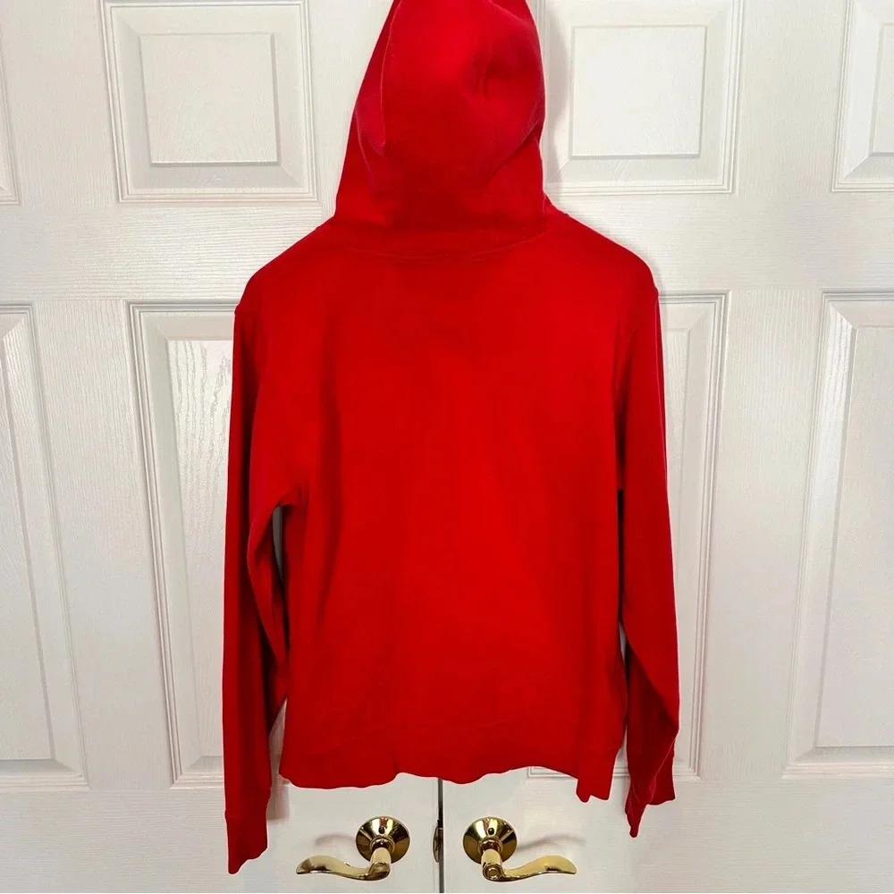 The North Face Red Logo Cotton Blend Hoodie Size Small Brown Interior‎ Hood